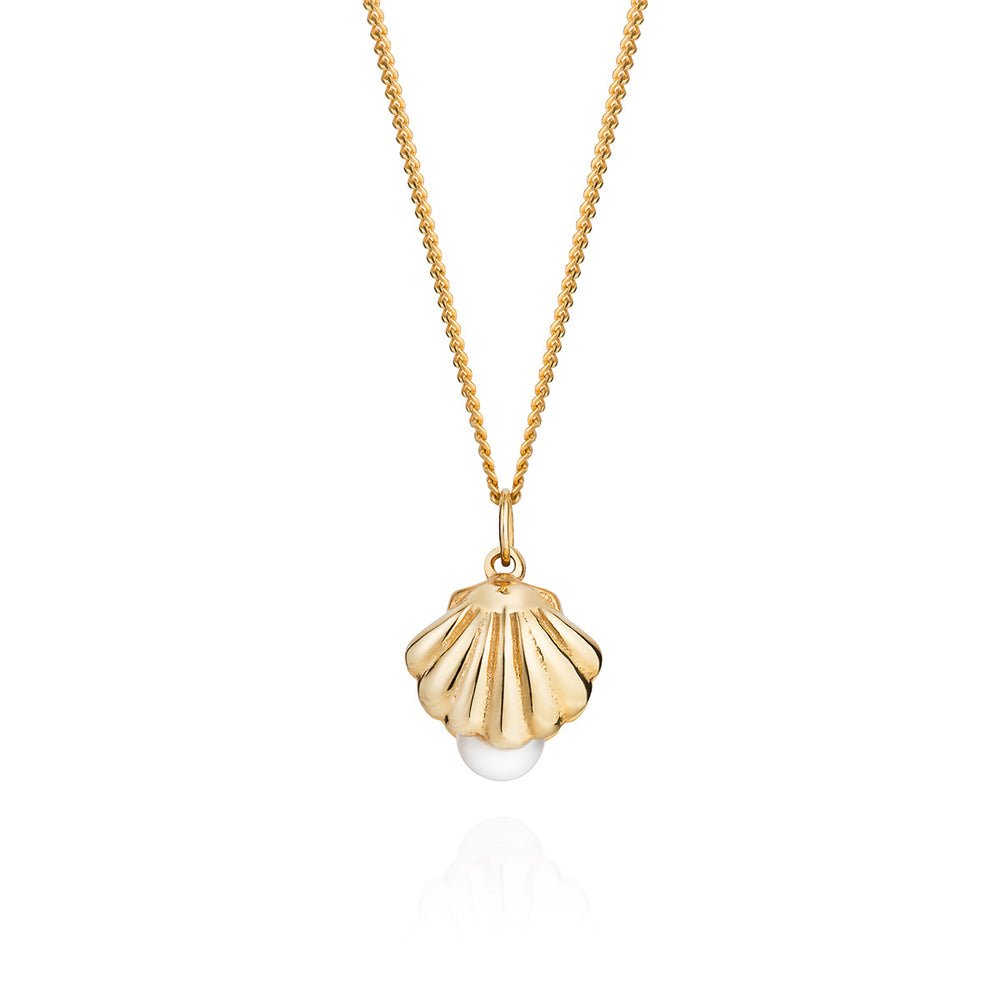 Shell with sales pearl necklace