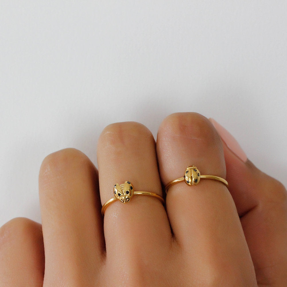 Gold ladybug ring sale