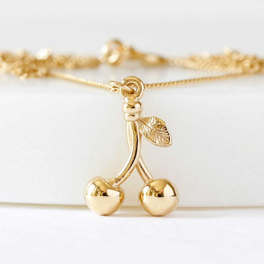 Silver & Gold Small Cherry Necklace – Lee Renée – Lee Renée Ltd