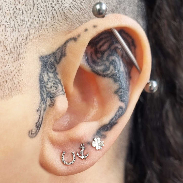 Lucky Horseshoe Earring Studs In Sterling Silve - Foto 9