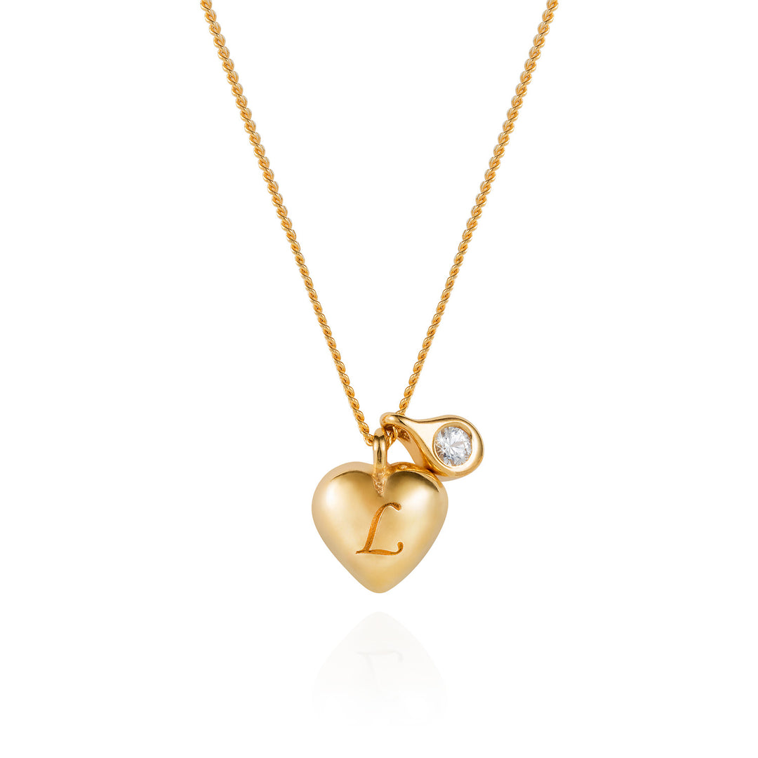 Heart Initial Diamond Necklace Silver/Gold – Lee Renée Ltd