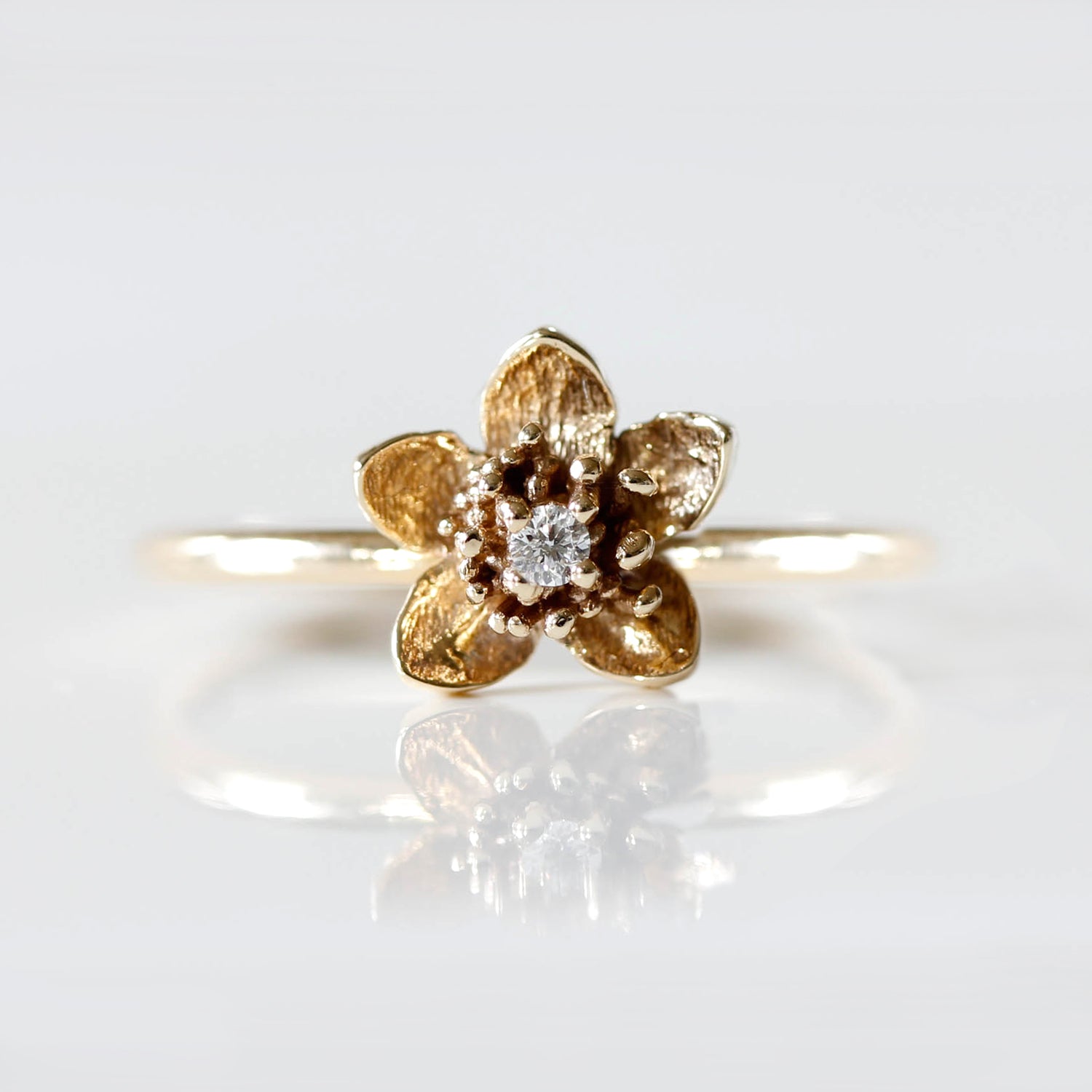Diamond Cherry Blossom Ring – Silver & Gold – Lee Renée – Lee Renée Ltd