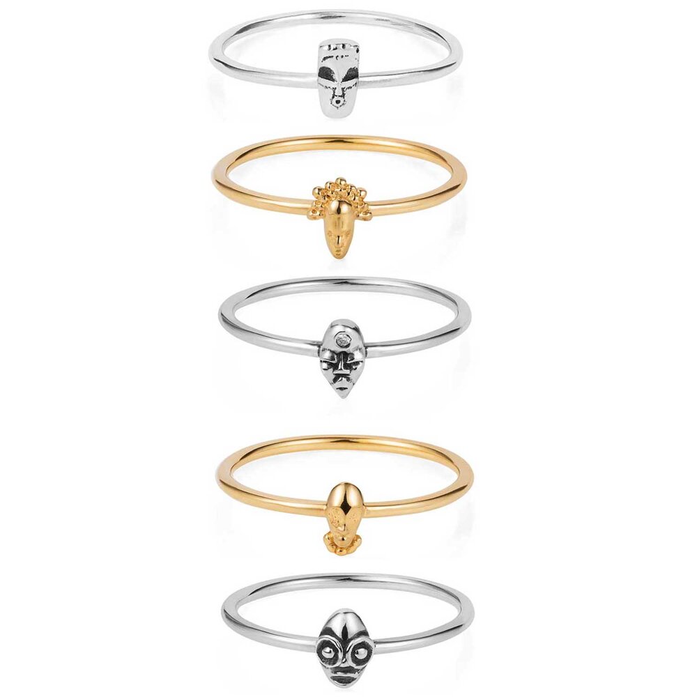 Tiny Voodoo Stacking Rings - Silver/Gold – Lee Renée Ltd